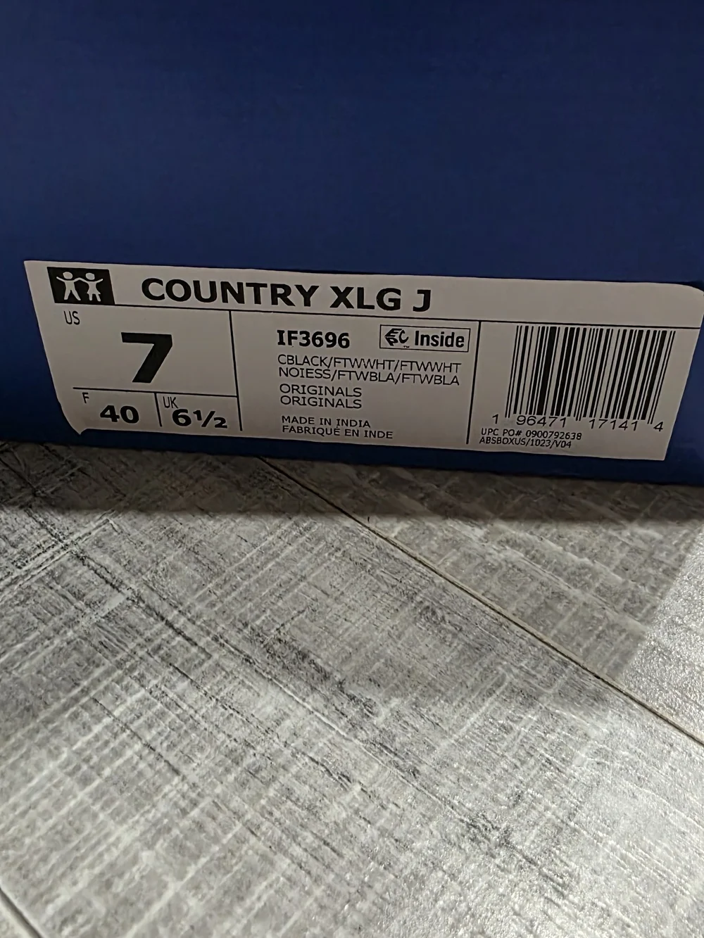 Adidas Country Xlg J Black & White Retro Kids 7 Runner Sneakers Womens 8 - Picture 6 of 8